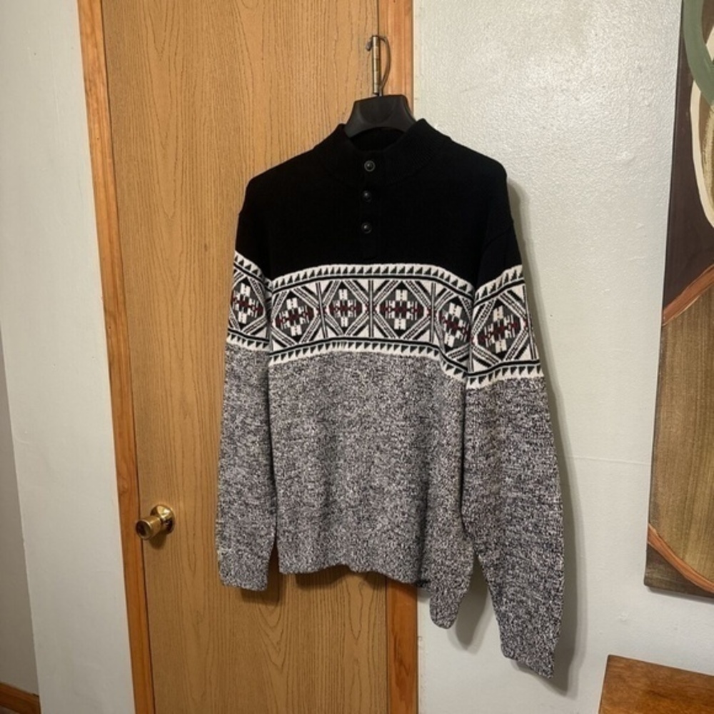 Chaps NWT XXL Multi-Color w/Fair Isle Print Mockneck Long Sleeve Sweater
